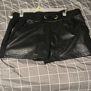 Sleek Black Textured Women's Fashion Shorts